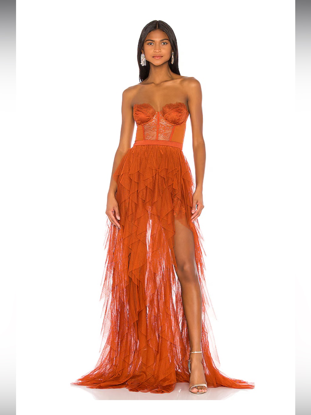Nwt Revolve X For Love And Lemons Bustier Gown Rust Large